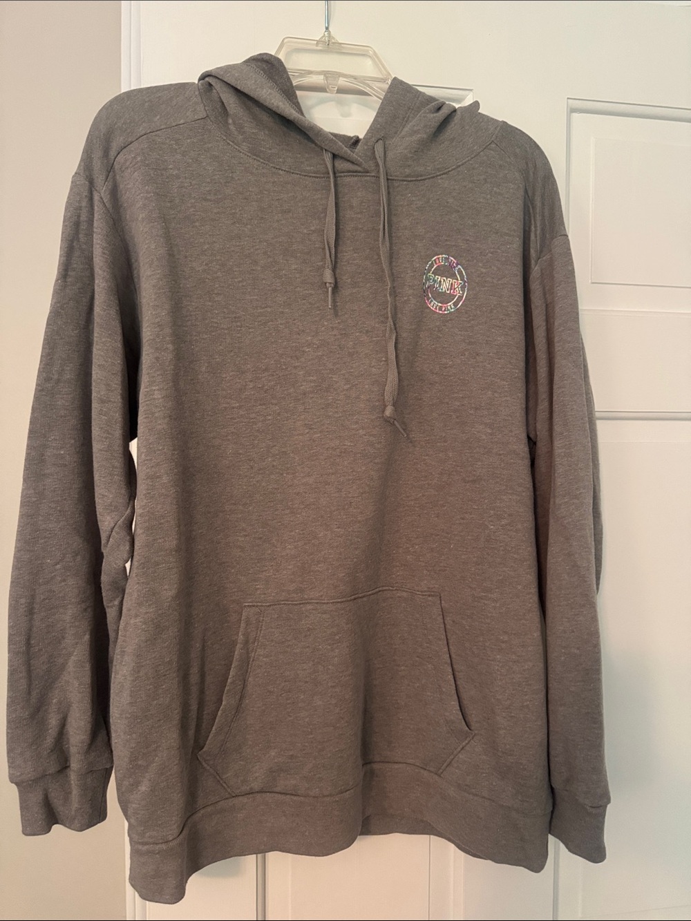 PINK Victoria's Secret Gray Pullover Hoodie with Tie Dye Logo Size Small